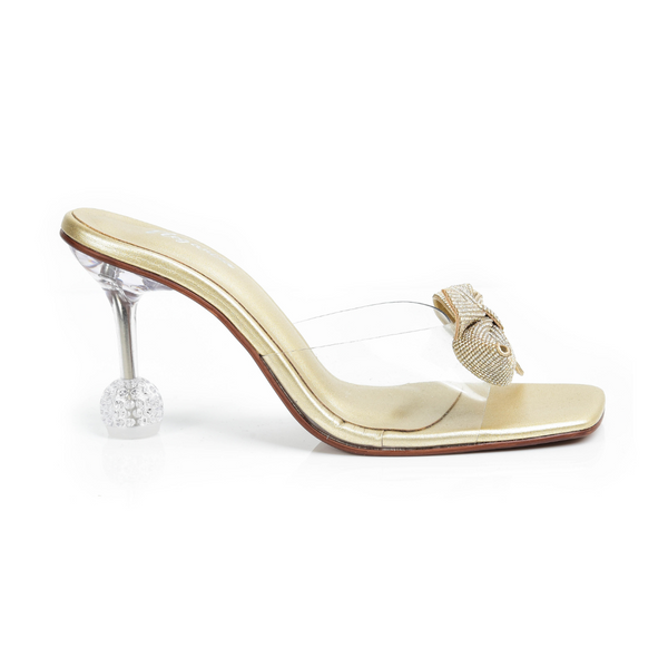 Gold discount clear heels