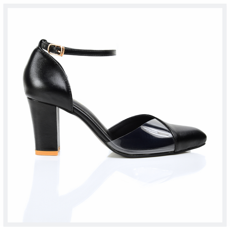 Borjan Shoes - Transparent block heels with fine black... | Facebook