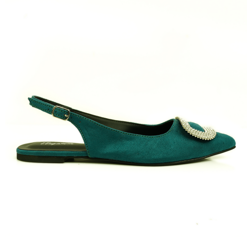 ELEGANCIA-Women's Flat Slingback Pumps-MELINA-GREEN