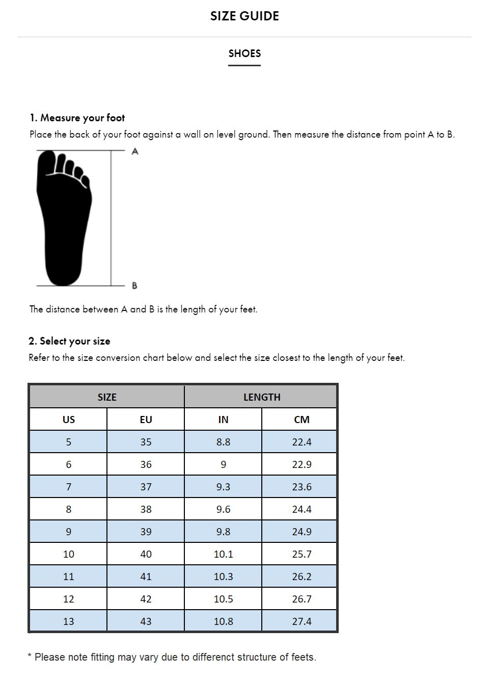 Women's Footwear Size Chart. Nike IN